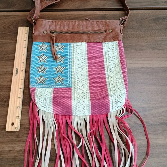 tshirt & jeans Handbags - Patriotic Fringe Crossbody Bag